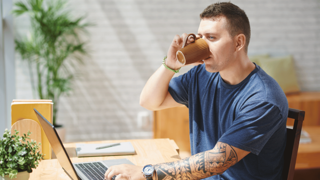 Man on Suboxone drinking coffee