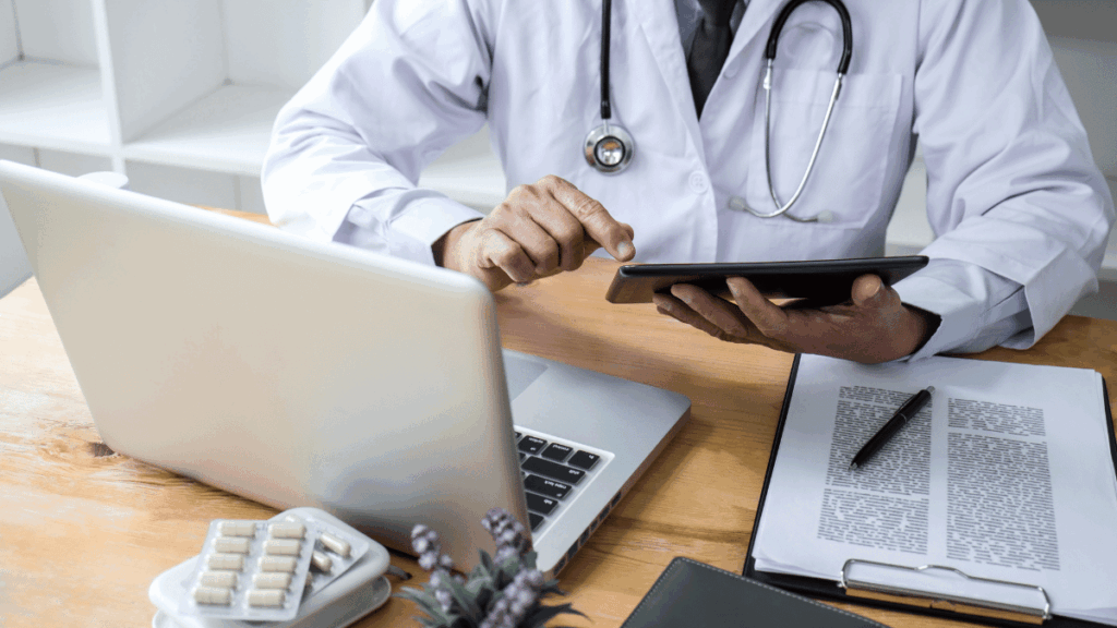 Doctor researching opioid use disorder