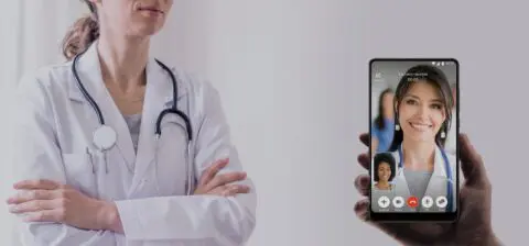 Woman talking to a doctor via phone using Telehealth and Telemedicine
