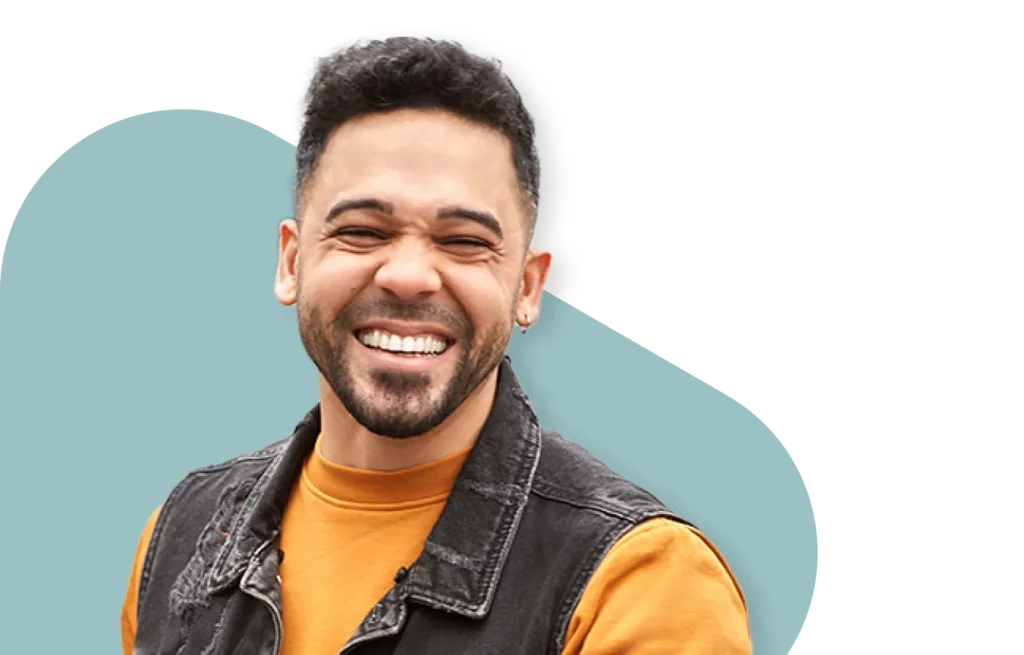 Smiling man beside the QuickMD GLP-1 weight loss estimate tool