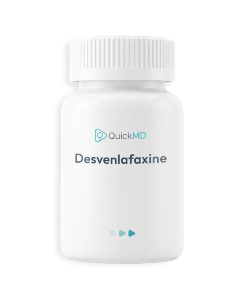 QuickMD Desvenlafaxine medication bottle, an antidepressant SNRI prescribed online for depression treatment.