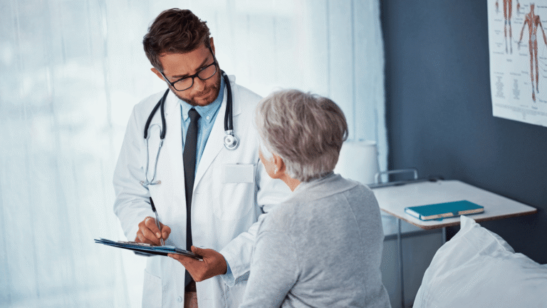 Doctor talking with patient about Post Acute Withdrawal Syndrome (PAWS)