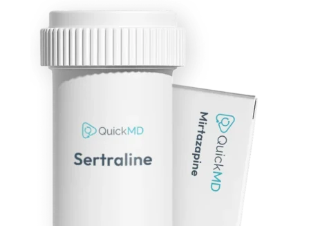 QuickMD Sertraline and Mirtazapine packaging for online mental health care