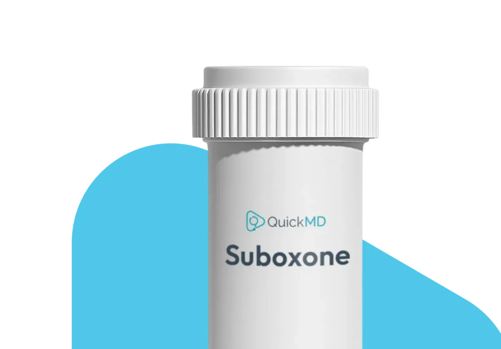 QuickMD Suboxone prescription bottle for treating 7-OH and kratom dependence with buprenorphine-based medication