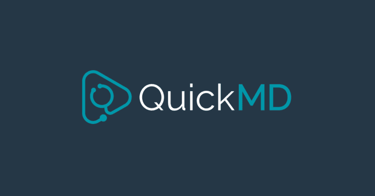QuickMD-telemedicine-logo-with-teal-stethoscope-icon-and-bold-text-on-dark-navy-background