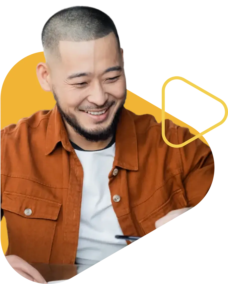 Man inside yellow triangle