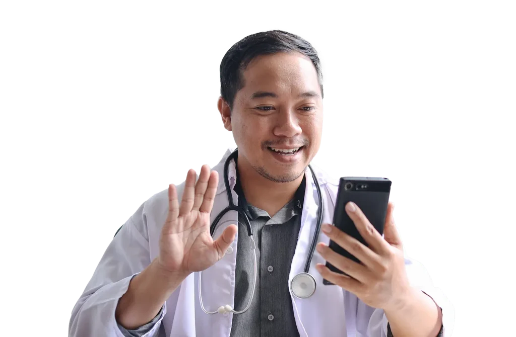 QuickMD Telehealth Doctor speaking to a patient on a video call