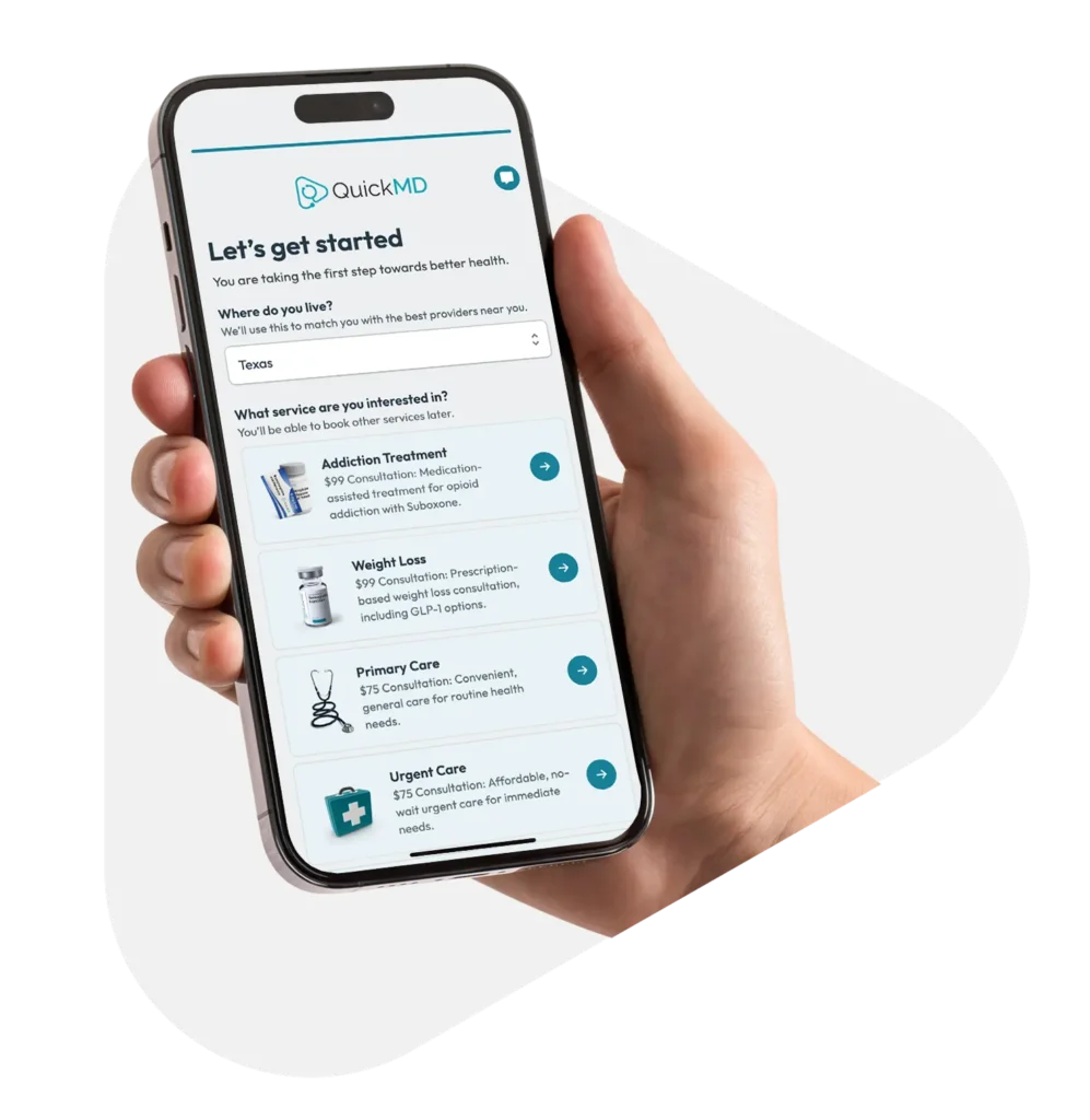 QuickMD app select your treatment