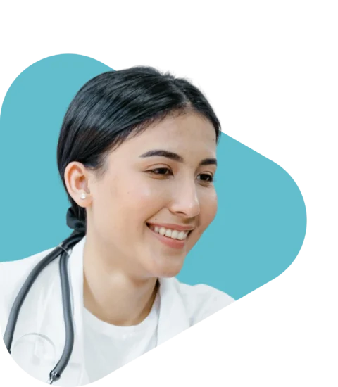 woman doctor with stethoscope around her neck