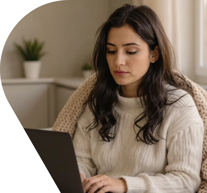 Sick woman on a QuickMD telehealth call