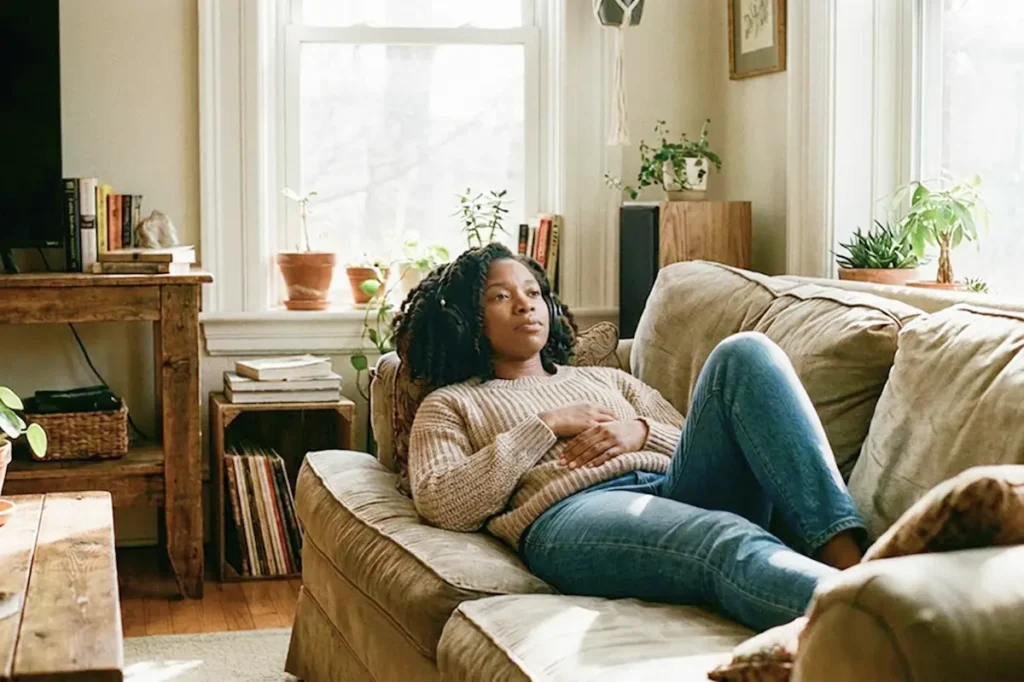 girl-laying-on-couch-listening-to-music